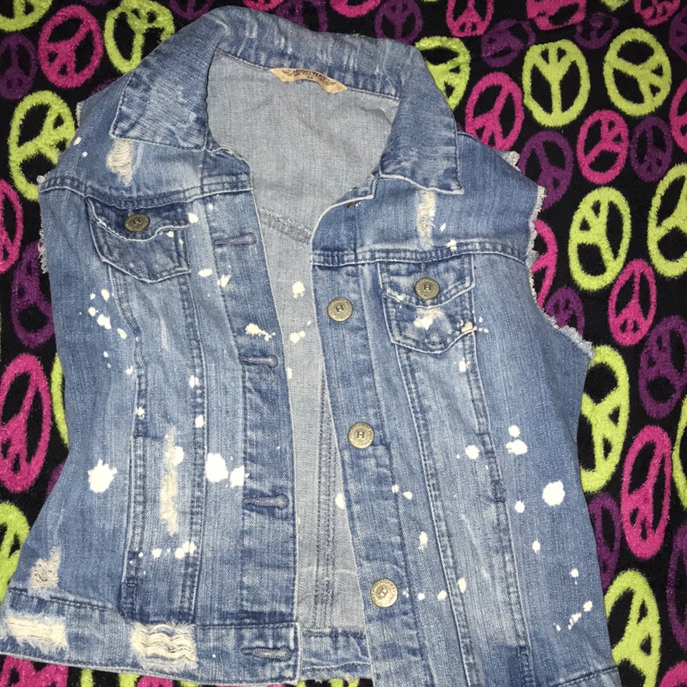 Bleached blue jean vest